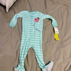 Carters light blue striped onesie 12m NWT